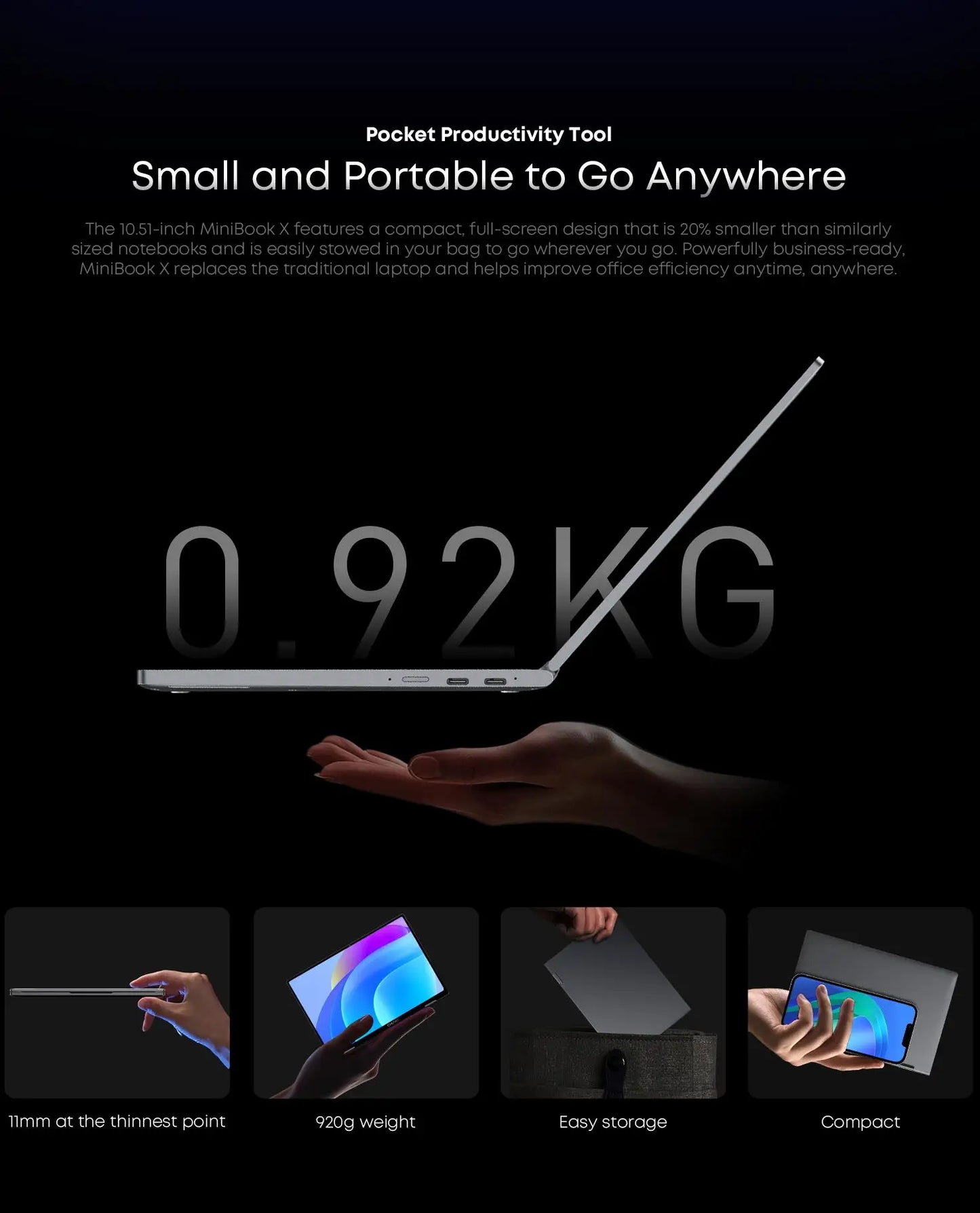 CHUWI MiniBook X Touch Screen Tablet Laptop 2-in-1 Intel N150 16GB LPDDR5 512G SSD  10.51'' 2K FHD Notebook WiFi6 Windows 11