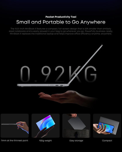 CHUWI MiniBook X Touch Screen Tablet Laptop 2-in-1 Intel N150 16GB LPDDR5 512G SSD  10.51'' 2K FHD Notebook WiFi6 Windows 11