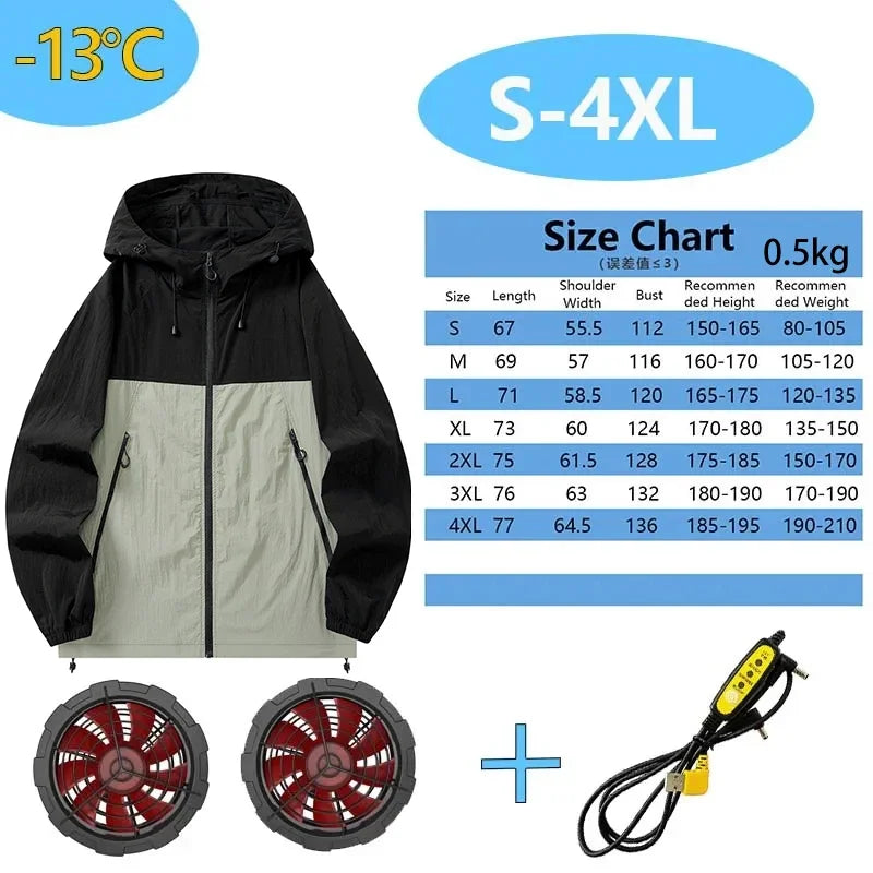 Men Women Smart Air Conditioning Cooling Jacket with Fans Intelligent Heat Dissipation UV Protection Outdoor Work Clothes Summer