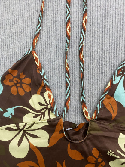 Floral retro pattern beach casual style spice bikini 2026 spring and summer new personality fashion girl sexy two-piece suit