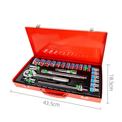 24 Pcs Automotive Machinery Maintenance Automotive Socket Wrench Toolbox Combination Hardware Set Repair Kit