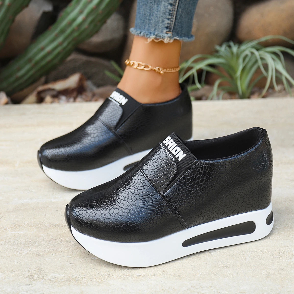 Women's Sneakers Spring Autumn Solid Color Comfortable Platform Walking Shoe Light Non-slip Thick-soled Low-top Shoes Zapatillas