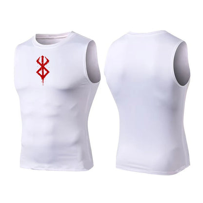 Compression Sleeveless Shirt Men Gym Fitness Basketball Sport Vest Manga Tight Tank Mesh Quick Drying Top Breathable Summer Male