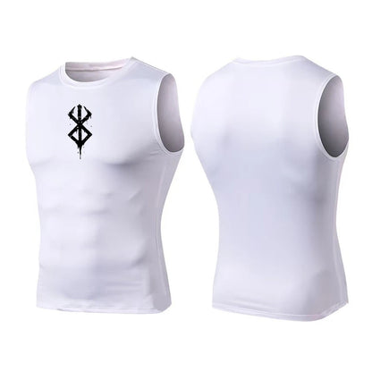 Compression Sleeveless Shirt Men Gym Fitness Basketball Sport Vest Manga Tight Tank Mesh Quick Drying Top Breathable Summer Male