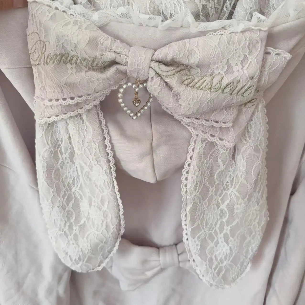 Cute Bunny Ear Lace Hooded Sweatshirt