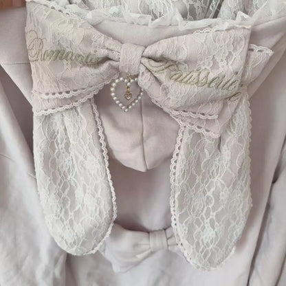 Cute Bunny Ear Lace Hooded Sweatshirt