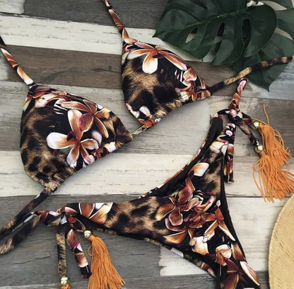 Women's Printed Bikini Beach Holiday Trio