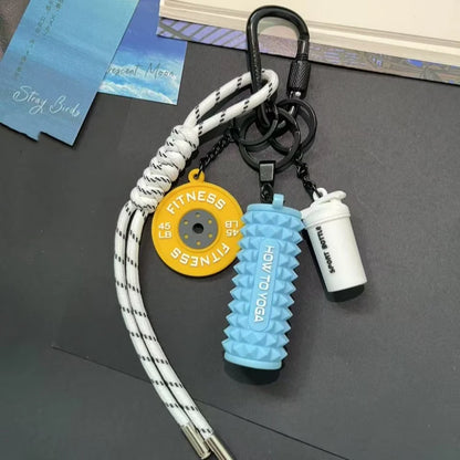 Mini Yoga Foam Roller Keychain Fashion DIY Boxing Gloves Dumbbell Keychain Sports Bag Pendant Fitness Enthusiast Gift