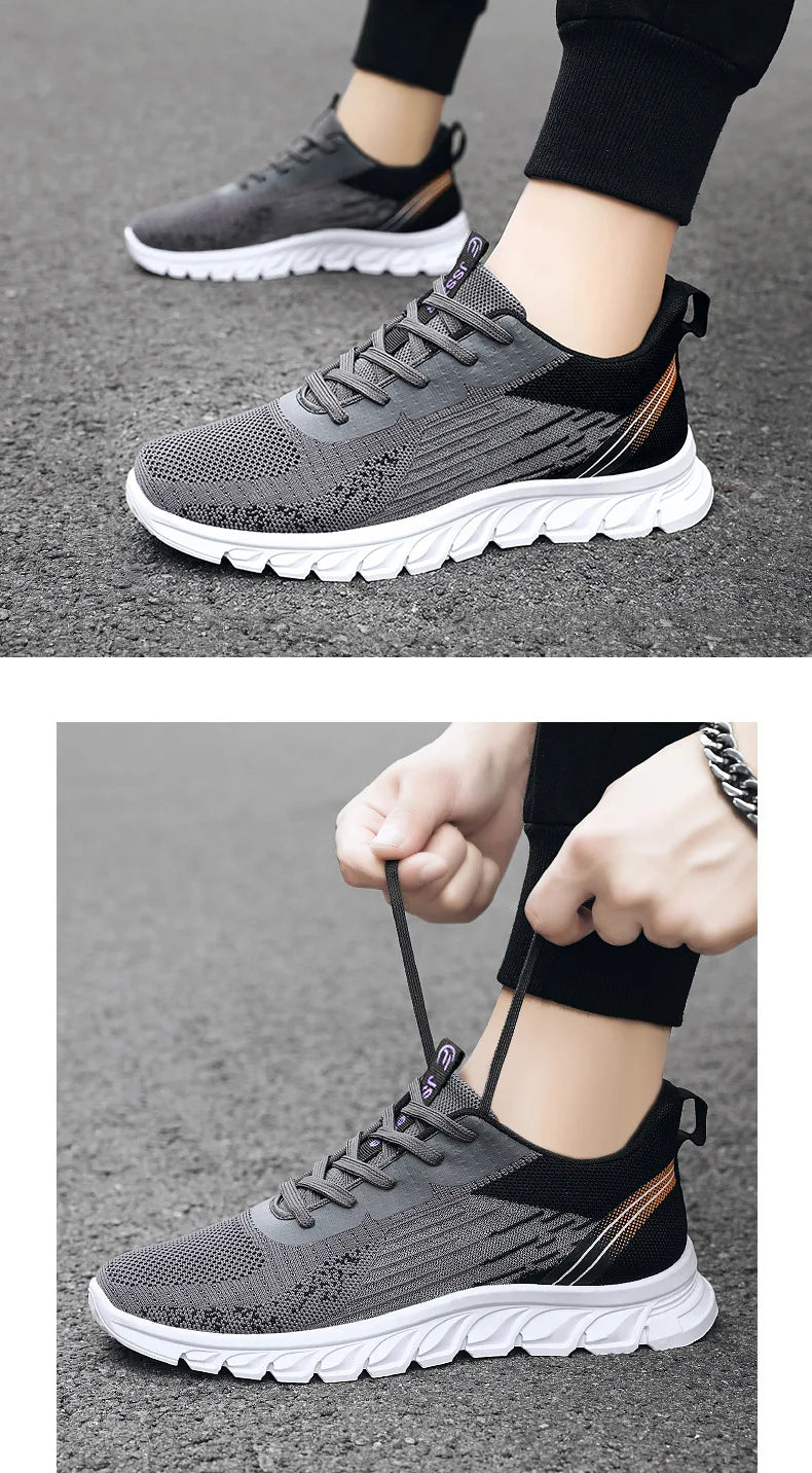 Sneakers new men's shoes trend foreign trade flying woven lace-up running shoes breathable Korean version of tide shoes