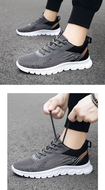 Sneakers new men's shoes trend foreign trade flying woven lace-up running shoes breathable Korean version of tide shoes