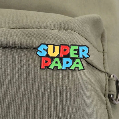 Super Papa Cartoon Enamel Pin Retro Video Game Colorful Block Letter Brooch Bag Lapel Badge Father's Day Jewelry Gift for Dad