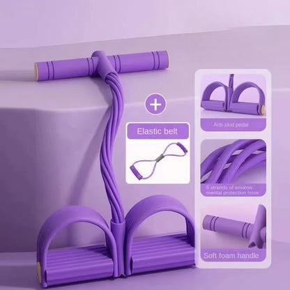 6-Tube Resistance Bands Set with Foam TPE Yoga Pedal Puller Sport At Home Shoulder Opening 8-Line Tension Rope Fitness Equipment