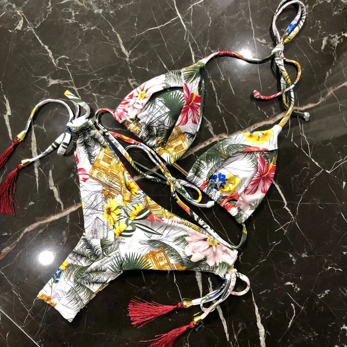 Women's Printed Bikini Beach Holiday Trio