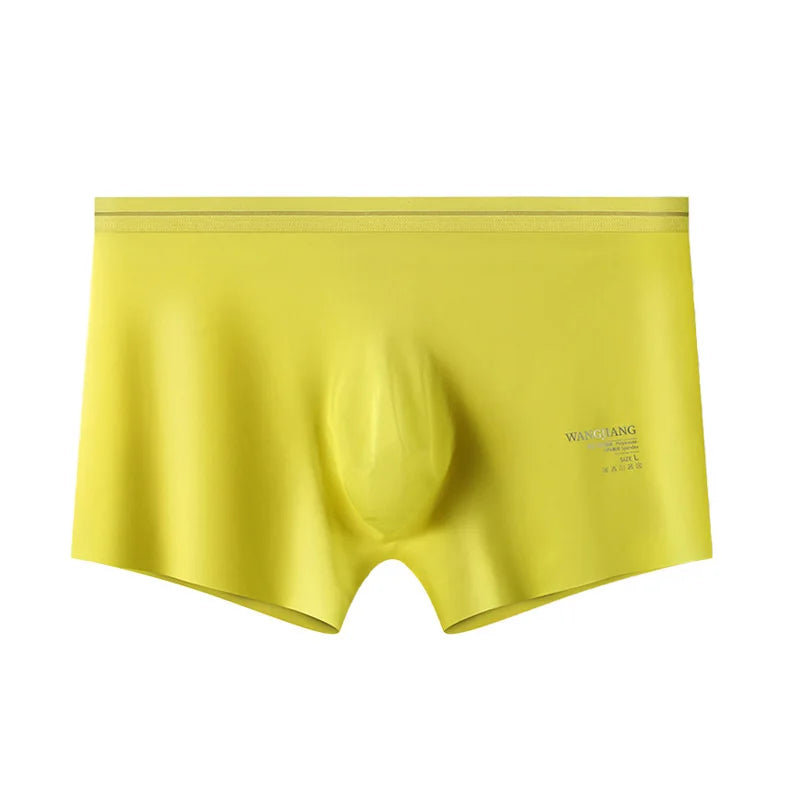 Fashion Men's Underwear Ice Silk Seamless Solid Color Ultra-thin Breathable Boxers for Male Lingerie Bikini Panties