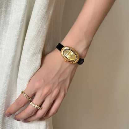 Vintage Oval Dial Women Watch Casual Leather Band Analog Quartz Watches Female Wristwatch Dropshipping Clock Reloj De Mujer