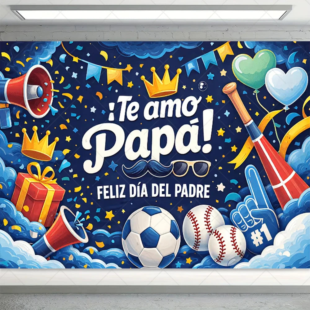 Spanish Happy Father's Day Decor Background I Love Dad Black Suit Tie Family Party Banner Photography Backdrop Supplies Props