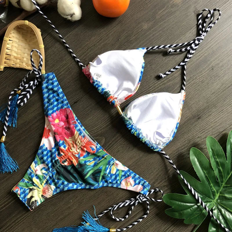Women's Printed Bikini Beach Holiday Trio