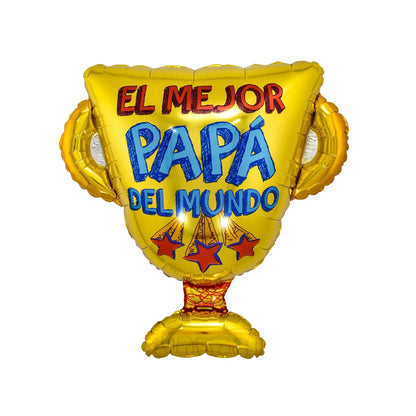1pc Large Best Dad Trophy Foil Balloons Spanish Father's Day Trophy Balloon Father's Day Party Decorations Dad Gifts