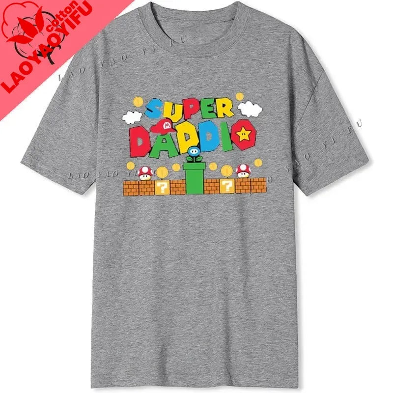 Super Daddio Funny Gamer Dad Father's Day Gift Tshirt 100% Cotton New Fashion Short Sleeve Vintage Classic Streetwear Tee Tops