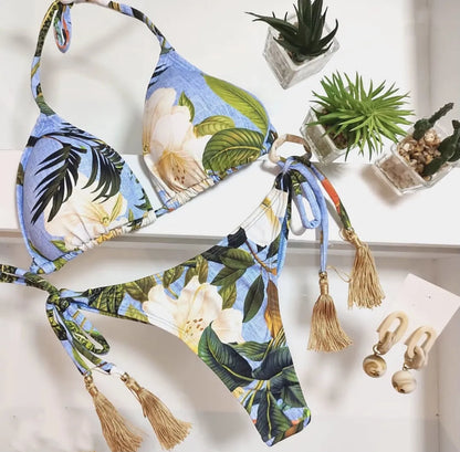 Women's Printed Bikini Beach Holiday Trio