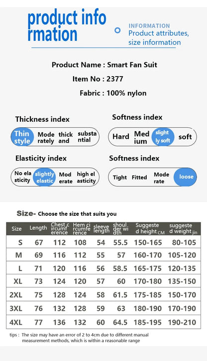 Men Women Smart Air Conditioning Cooling Jacket with Fans Intelligent Heat Dissipation UV Protection Outdoor Work Clothes Summer