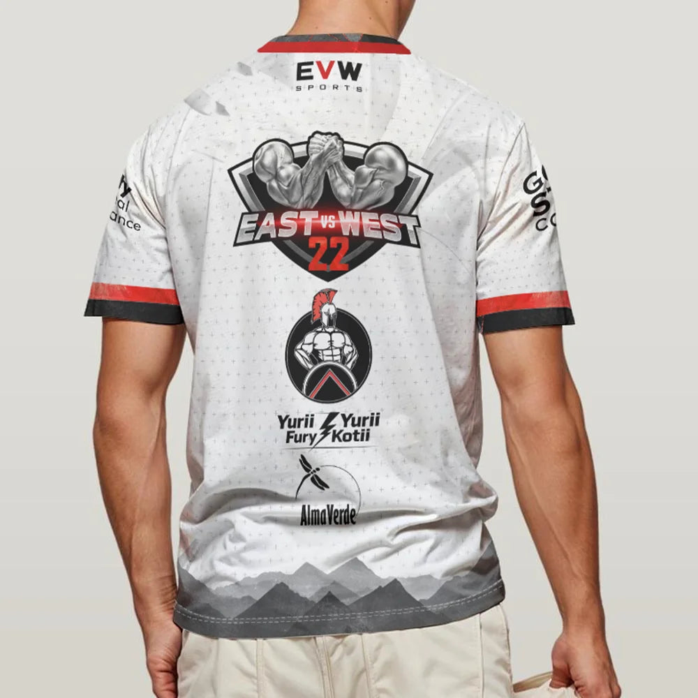 2026 The East vs West Series 23 Armwrestling T-Shirt Fans Breathable Sports Jersey Men's Breathable Quick Dry Fitness Gym Tees
