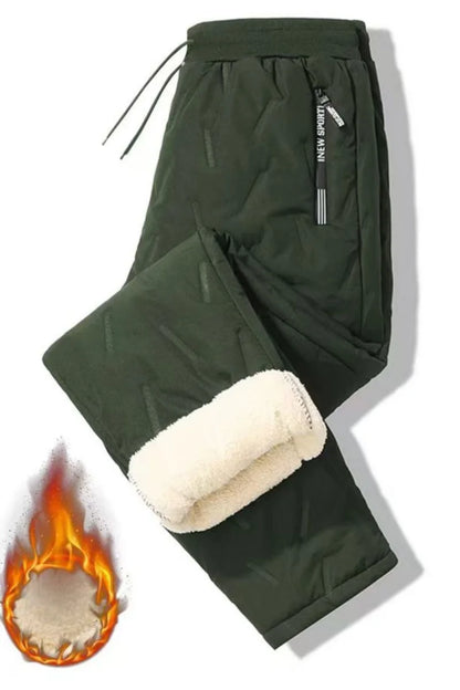 European size thick cotton pants with cashmere for men's cold and casual wear, ultrasonic cotton pants available in multiple col
