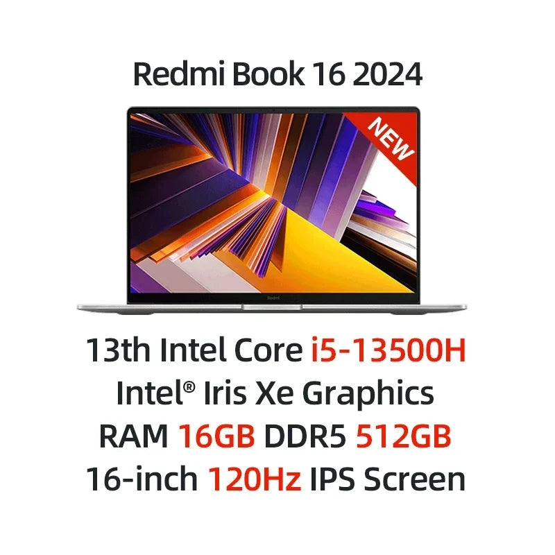 Xiaomi Laptop RedmiBook 16 Intel UHD i5-12450H/i5-13500H 16G 512G/1T SSD 16-inch 60Hz/120Hz Sreen Mi Notebook