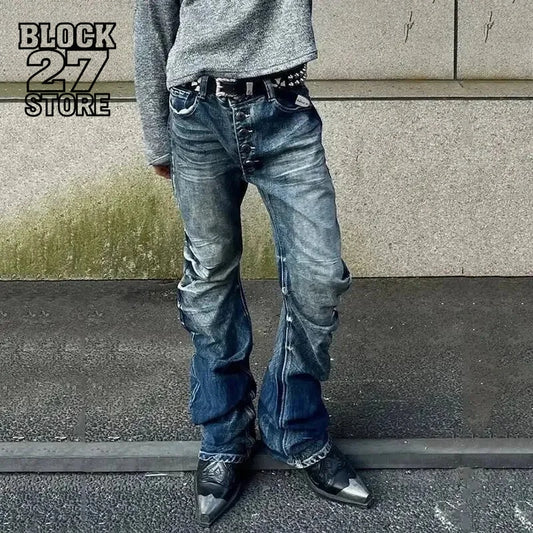 Harajuku Pleated Denim Jeans