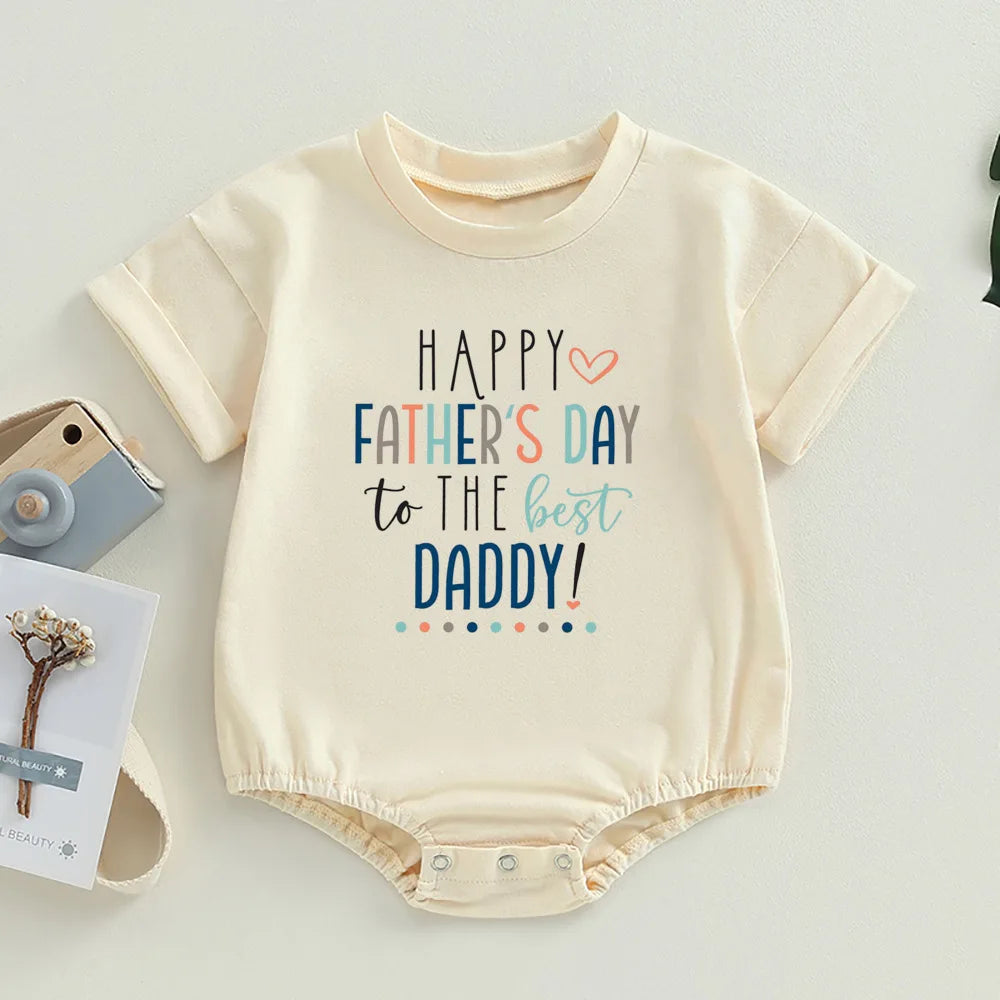 Happy Father's Day To The Best Daddy Baby Retro Bubble Romper Baby Boy Girl Fathers Day Outfits Baby Shower Gifts