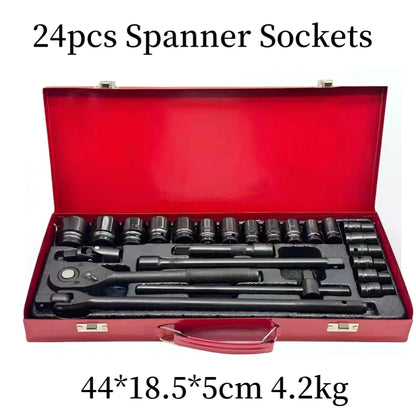 24 Pcs Automotive Machinery Maintenance Automotive Socket Wrench Toolbox Combination Hardware Set Repair Kit