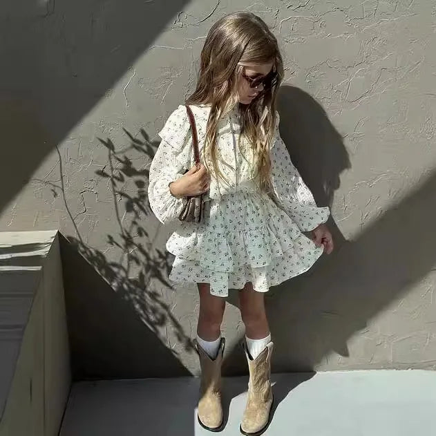 Floral Baby Girl 2-Piece Set – Blouse & Layered Skirt (2-7Y)