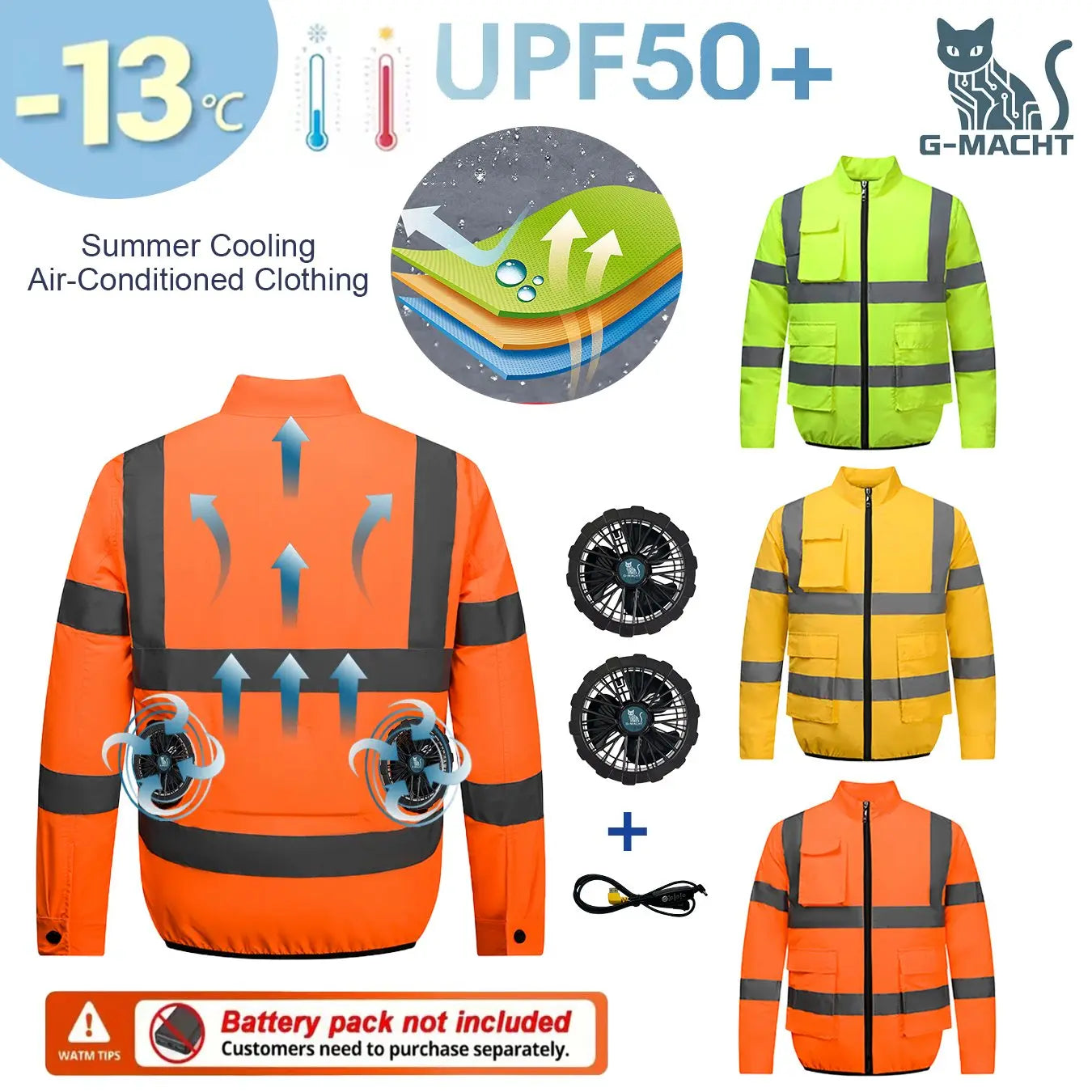 Smart Air Conditioning Cooling Jacket Men Breathable Sun Protection Workwear For Outdoor Workers Fishing Hiking