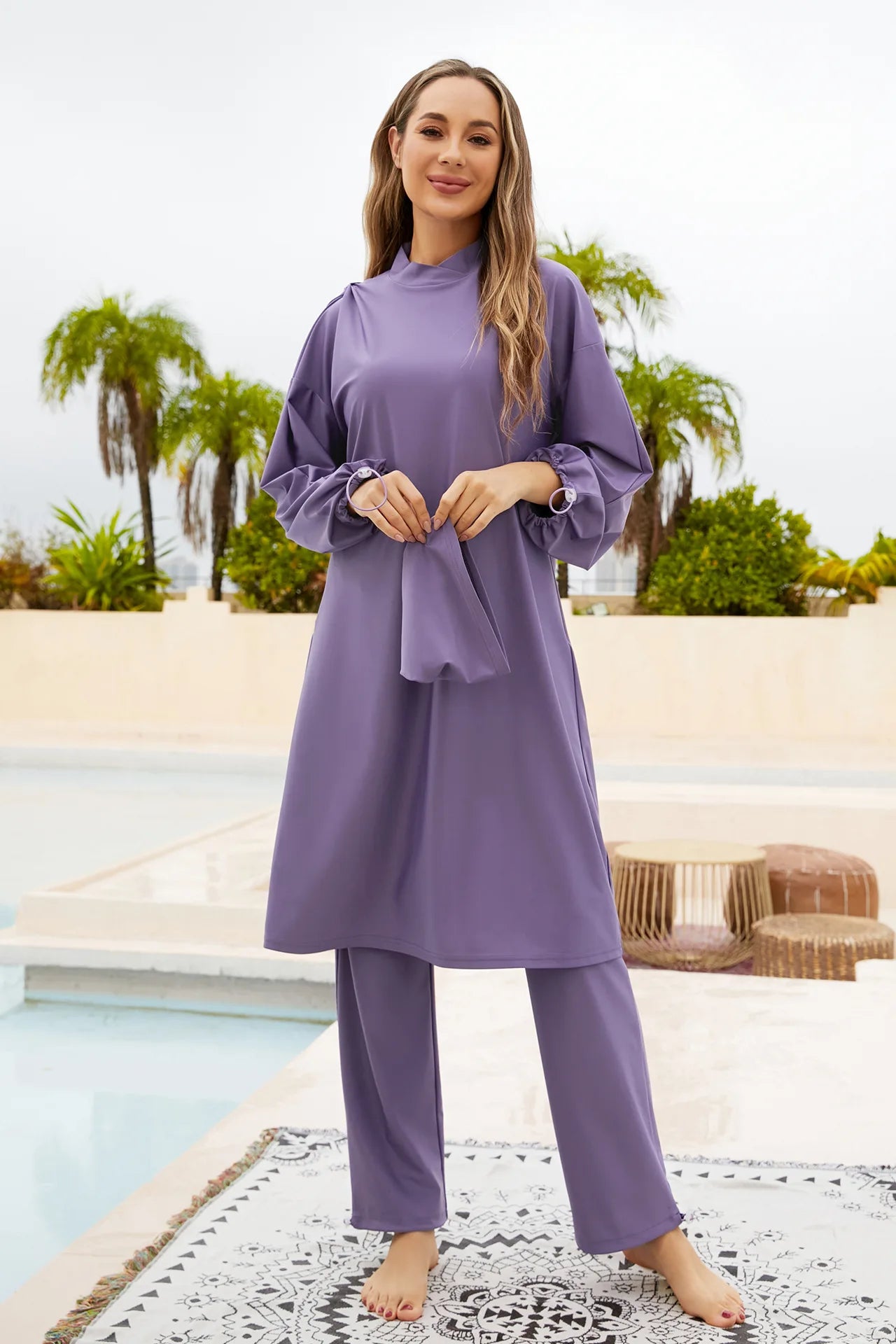 Abaya summer Muslim Swimwear Hijab Women Musulman 3pcs Swimsuit Muslim Swimming Suit Modest Swimwear 3 Pieces Sets Islamic 2025
