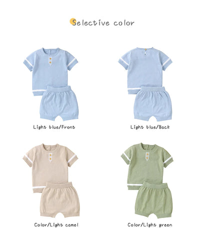 Baby Clothes Set Knitted Cotton Infant Tops +Pants Breathable Comfortable Newborn Boy Girl Pullover +Shorts Summer Fashion Solid