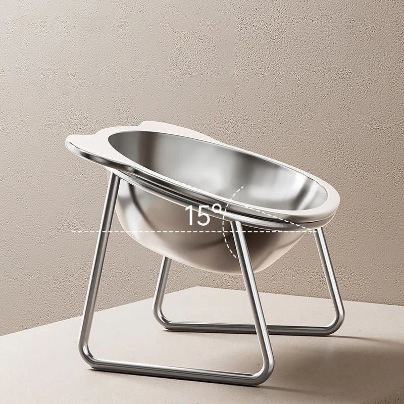 Raised Cat Bowls Tilted Neck Guard Cat Food Bowl 304 Stainless Steel Shatter-resistant Elevated 15° Pet Supplies For Puppy Cat