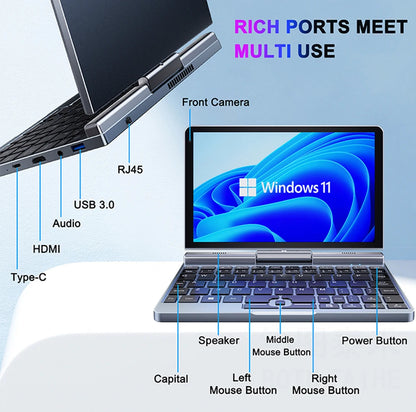 CRELANDER P8 Mini Gaming Laptop 8 Inch Touch Screen Intel Alder Lake N150 12GB DDR5 Windows 11 WiFi 6 Small Pocket Laptop