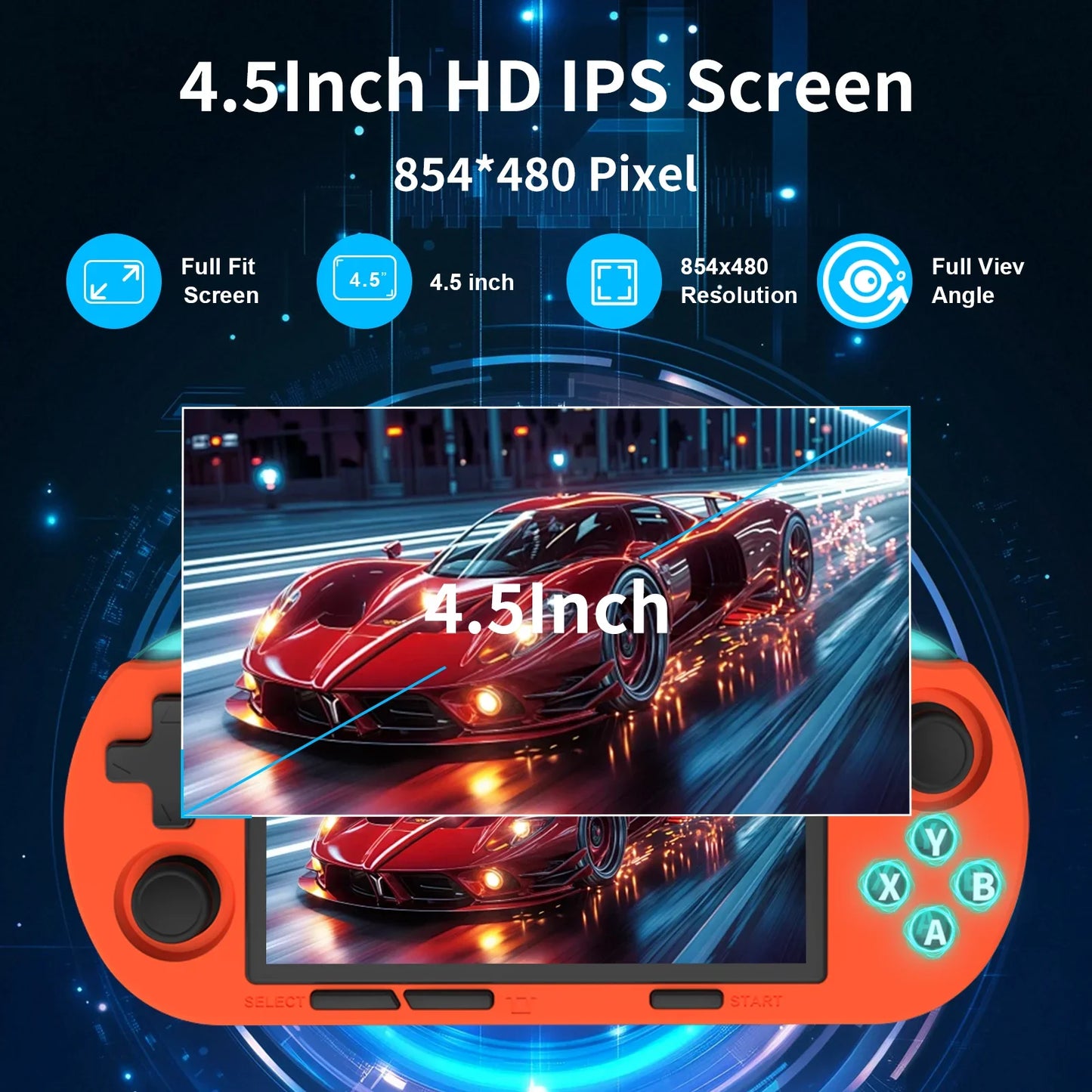 GAMINJA Handheld Retro Console – 4.5" IPS, 12,000+ Games