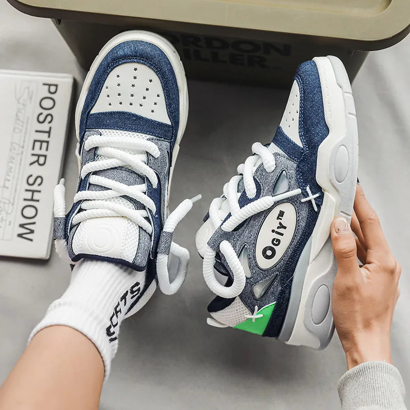 2023 New Sneakers Men's Comfortable Low-top Lace-up Platform Heightened Casual Shoes Outdoor Skateboard Shoes Sneakers for Men