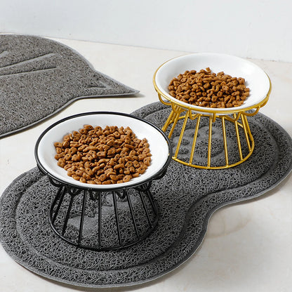 Pet ceramic bowl, tall cat food bowl, snack canister dish, cat food bowl with neck protection and anti-toppling function