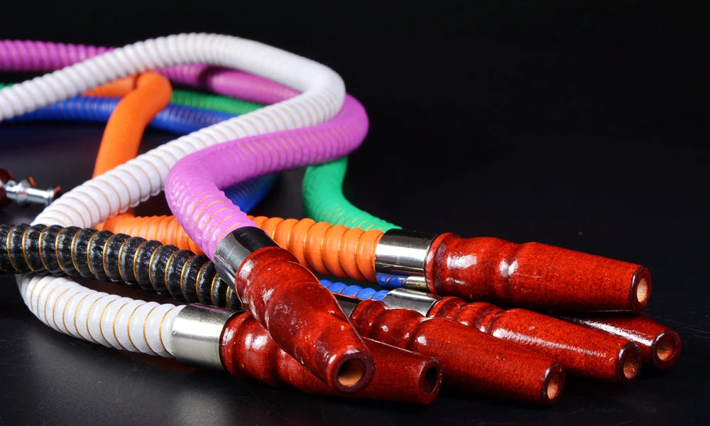 1M Leather Shisha Pipe Hookah Hose Wood Mouth Tip Shisha Pipe Hookah Hose Sheesha Narguile Chicha Water Pipes Shisha Hookah Hose
