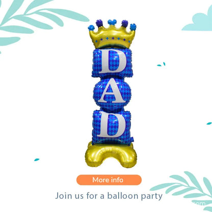 Self Standing DAD Balloons, Large Standing Fathers Day Mylar Balloons for Happy Fathers Day Decorations Birthday Dad Decorations