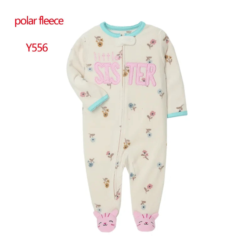 Newborn Infant Baby Boy Girl Romper Spring Autumn Polar Fleece Long-Sleeve Jumpsuit Warm Toddler Baby Clothes For a 0-12 Months