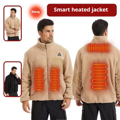 Smart Heating Jacket Men Women Electric Heating Winter Coat 3 Temp Control 4 Zone Heating Fleece Outdoor Ski Jacket for Hiking