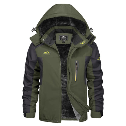 TACVASEN Men's Waterproof Ski Jacket Fleece Lining Warmth Parka Winter Snow Working Outdoors Hooded Coat Rain Shell Windbreaker