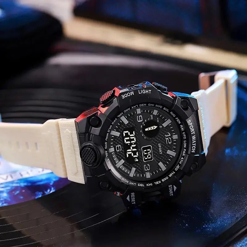 YIKAZE Sports Watch Men's LED Digital Watches Multifunction Military Clock Big Dial Waterproof Fitness Electronic Watch For Man