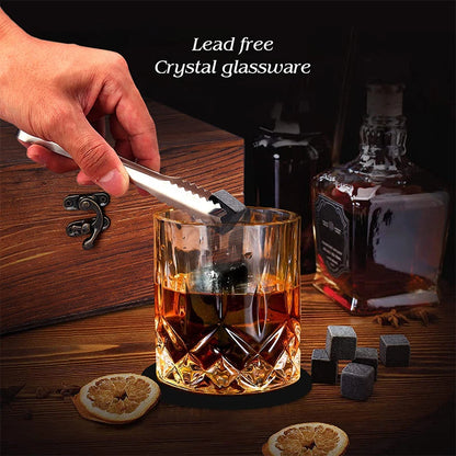 Father'S Day Gift For Men Whiskey Stones Set 8 Pcs Granite Ice Cubes+ 2 Pcs Cups For Whisky In Wooden Bottle Box Present For Dad