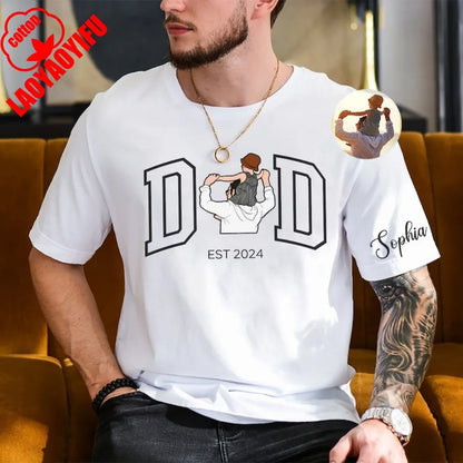 Custom Photo Shirt for Dad Father's Day Tshirt, Fathers Day Gifts Personalized Dad Portrait Shirt