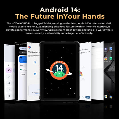HOTWAV R10 Pro Rugged Tablet 10800mAh Massive Battery 10.1'' HD+ Display Pad Android 14 8GB 256GB 13MP 4G Global Tablet PC