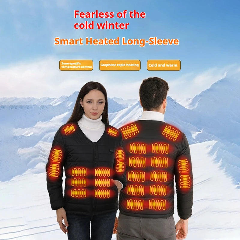 Smart Heating Cotton Jacket V-Neck Inner Wear 24 Zones Electric Thermal Insulation Clothes Motorcycle Riding Vest Heat Retention